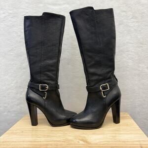 Banana Republic Black Pebble Leather Knee High 4" Heel Shawna Boots Size 5M